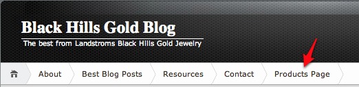 Black Hills Gold Blog Products Page tab